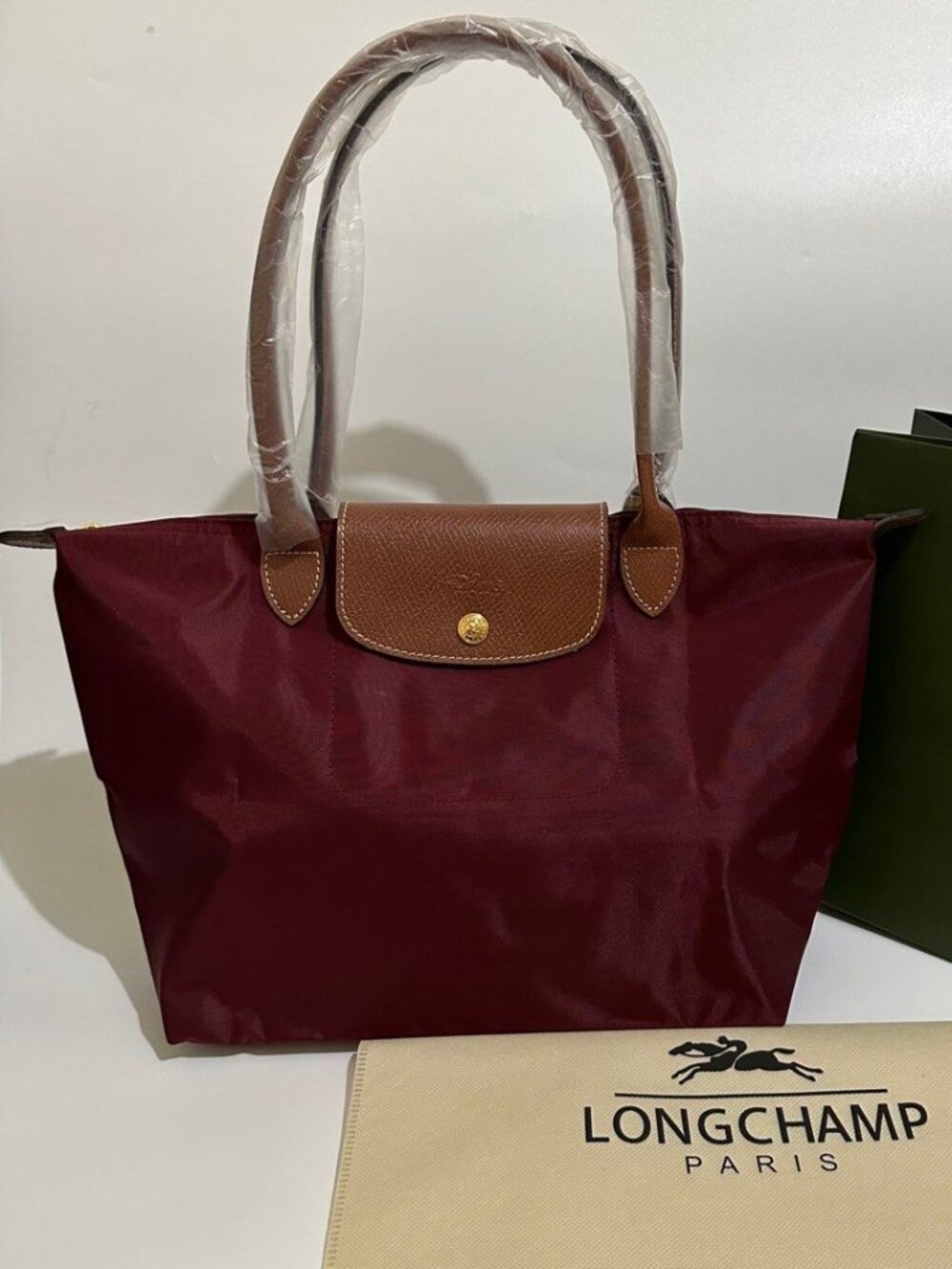 💥💥NWT Longchamp Original Large Handbag Burgundy Canvas Tablet Shoulder Tote L